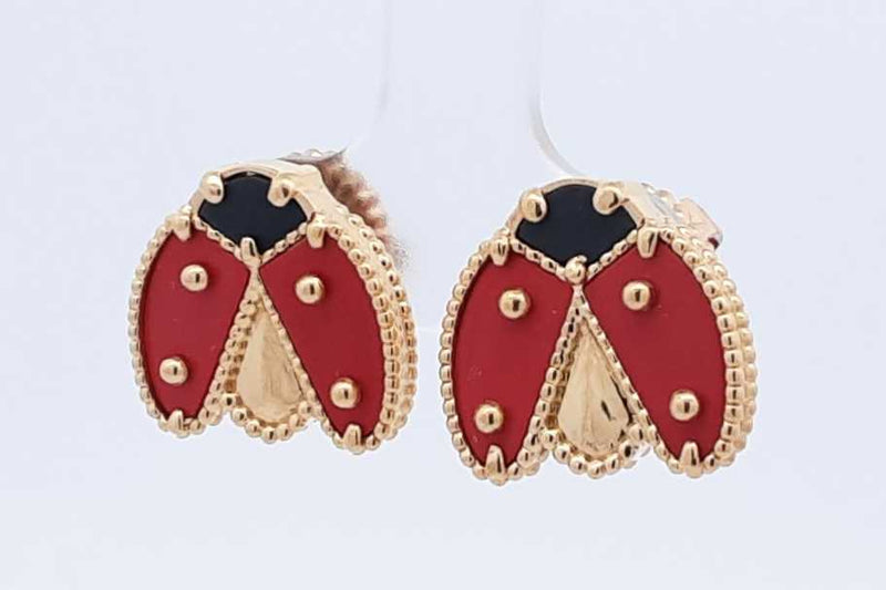 18k Yellow Gold Lady Bug Stud Earrings 5.6 Grams Eb1224wxzdu