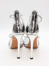 Giuseppe Zanotti Silver Metallic Heels With Crystal Embellished Straps Eb526crsa