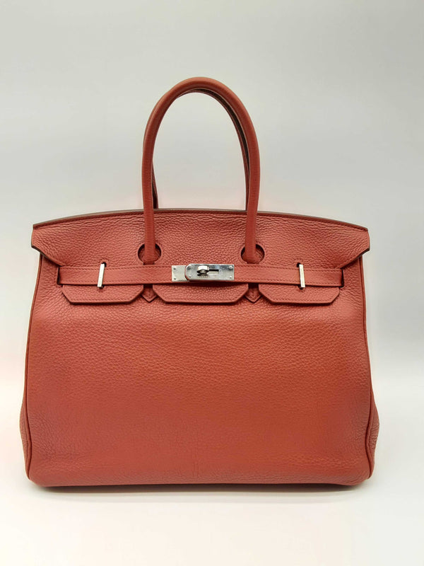 Hermes Birkin 35 Rouge Grenat Red Clemence Palladium Handbag Do0323crxzde