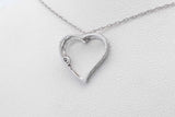 10k White Gold Heart Pendant With Diamond & 10k White Gold Chain 0.9g Eb0626wxdu