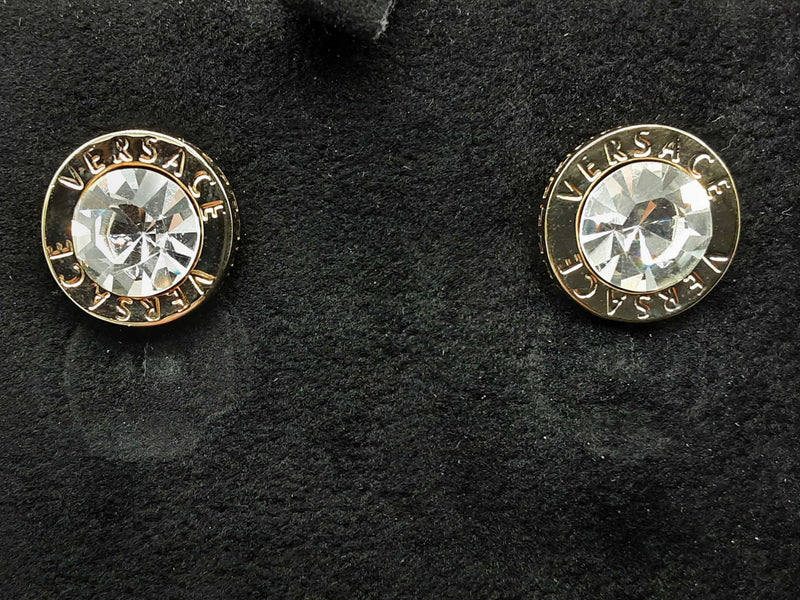 Versace Crystal Logo Clip On Stud Earrings Do0924ixde