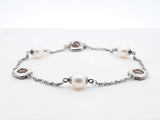 Tiffany & Co. Sterling Silver & Pearl Station Toggle Bracelet 7 Inch Fw0725wxdu