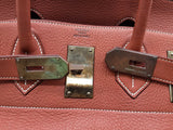 Hermes Birkin 50 Gold Brown Clemence Brass Duffle Bag Do0824lwrxzde