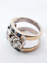 2.08 Cttw Diamond & Topaz Ring In 14k White Gold 8.9 Grams Size 5 Fw1124wwxzdu