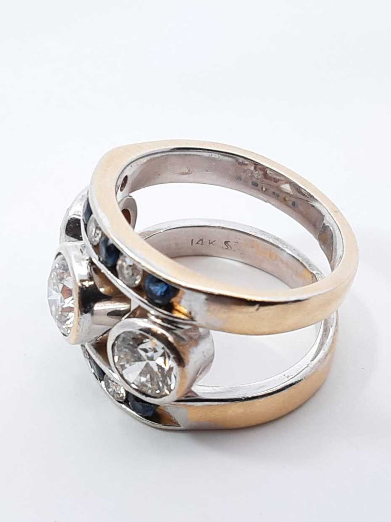 2.08 Cttw Diamond & Topaz Ring In 14k White Gold 8.9 Grams Size 5 Fw1124wwxzdu