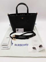 Burberry Mini Bloomsbury Black Leather Calico Reversible Tote Do0526rrxde