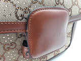 Gucci Crystal Gg Monogram Mini Horsebit Brown Handbag Aa0626ezxsa