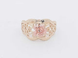 14k Yellow Gold Filigree Ring With Rose Gold Flower 2.8g Size 6.25 Eb0426lexsa