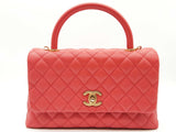 Chanel Coco Large Red Quilted Caviar Leather Top Handle Bag Do0825rzxzde
