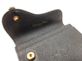 Christian Dior Saddle Bloom Card Holder In Black Grained Leather Fw0726lwrdu