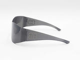 Balenciaga Oversized Studded Shield Sunglasses In Grey Crystal Fw1026lxzdu