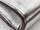 Yves Saint Laurent Ysl Metallic Silver Leather Clutch Do0526prxde