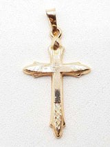 14k Two-tone Gold Cross Pendant 0.7g Lh0924wxde