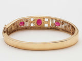 Synthetic Rubies 10k Yellow Gold 23.0g Bangle Bracelet 6.5 In Do0325sxzde
