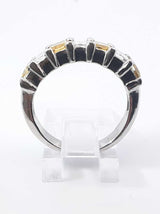 4.15 Cttw Yellow Sapphire & Diamond Half-eternity Platinum Ring With Cert 9.7 Grams Size 7.5 Fw1125owzxdu