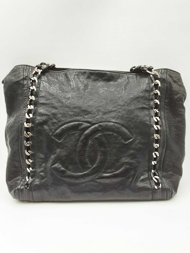 Chanel Black Leather Chain Tote Bag Eb09exzdu