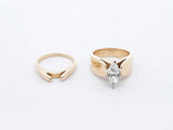 1.0 Ctw Marquise-cut Diamond & 14k Yellow Gold Engagement Set 11 Gram Size 5. 25