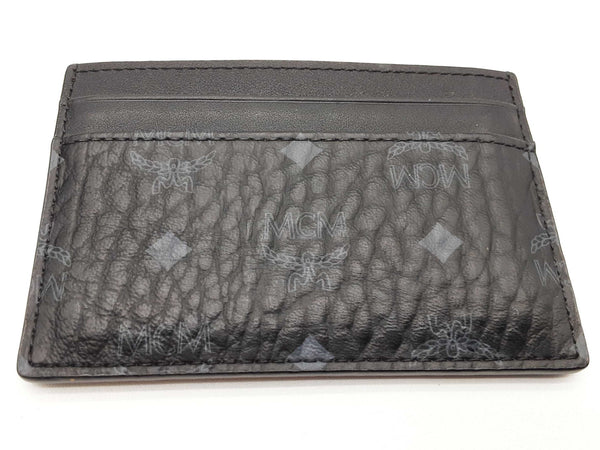 Mcm Black Visetos Coated Canvas Card Holder Do0425ixde
