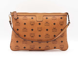 Mcm Stark Wristlet Pouch In Cognac Visetos Coated Canvas Fw0425lrzdu