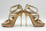 Jimmy Choo Gold Metallic Peep Toe Heels Size 35.5 Eb0824sxdu