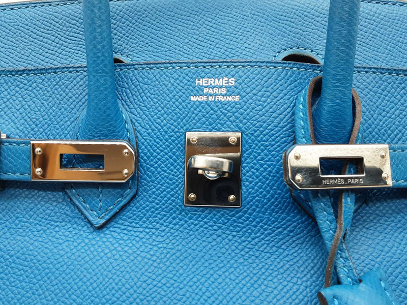 Hermes Birkin 25 Mykonos Blue Epsom Palladium Handbag Do0925lsxzxde