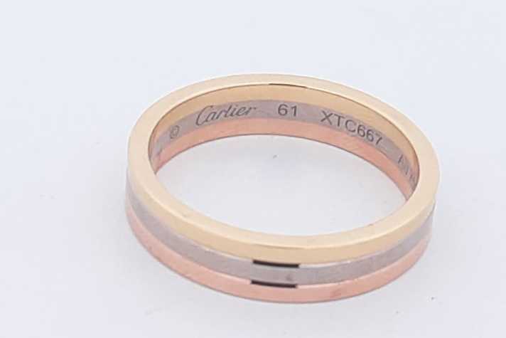 Cartier Vendome Louis Cartier 18k Tricolor Gold Wedding Ring 7.5 Grams Size 61 Eb0425exzsa