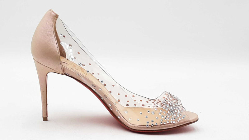 Christian Louboutin Pvc Crystal Embellished Heels Size 37  Eb1125lrxdu