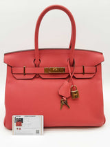 Hermes Birkin 30cm Rouge Pivoine Red Togo Gold Hardware Handbag Do0526loexzde
