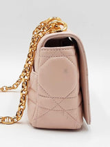 Christian Dior Small Soft Caro Bag In Pink Macrocannage Lambskin Fw0326srzdu