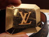 Louis Vuitton Monogram Belt With Gold Tone Buckle Eb0824lrxsa