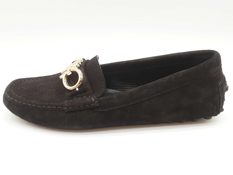 Salvatore Ferragamo Black Suede Loafers Size Us 7c Do0525