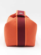 Hermes Bride-a-brac Travel Case In Orange & Burgundy Toile Canvas Fw0326wxzdu