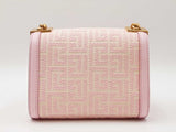 Balmain 1945 Pink & Beige Monogram Jacquard & Leather Shoulder Bag Fw0926wxzdu