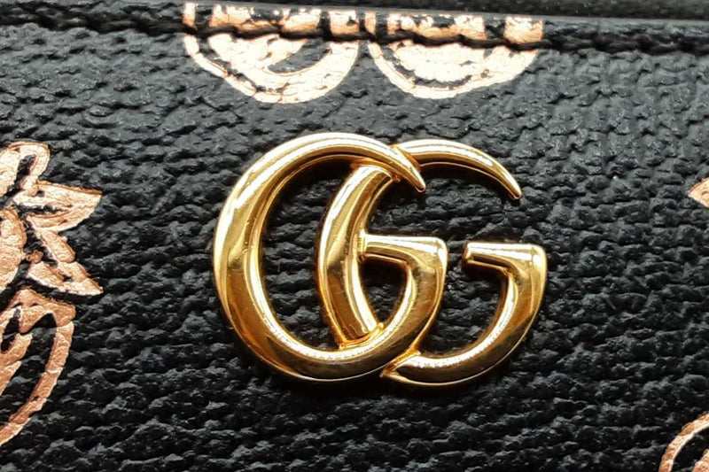 Gucci Black Marmont Metallic Strawberry & Cherry Zip Around Wallet  Eb0325lrxde