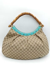 Gucci Gg Monogram Canvas Bamboo Handle Hobo Shoulder Bag Eb0826wxzsa