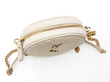 Yves Saint Laurent Round Vinyle Camera Bag In Ivory Graine De Poudre Leather Fw0726wzdu
