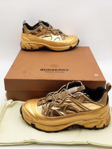 Burberry Arthur Gold Metallic Sneakers Size 43.5 Eb0526lxzsa