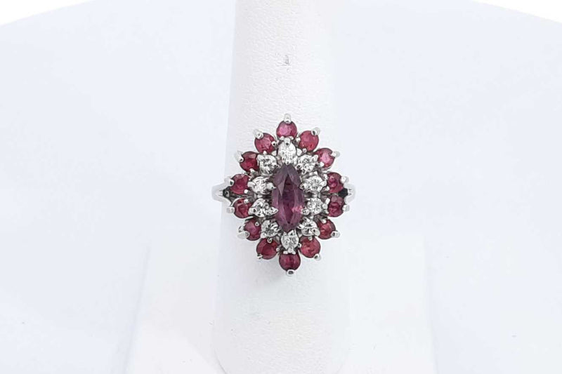 Purple Gemstone & Diamond Ring In 14k White Gold 6.6 Grams Size 7 Eb0824wrxsa