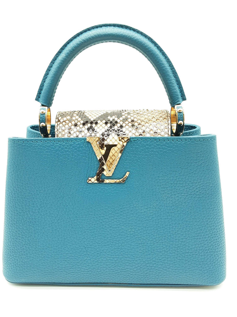 Louis Vuitton Capucines Blue Leather Python Skin Crossbody Bag Do0125oxzxde