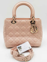 Christian Dior Lady Dior Pink Lambskin Cannage Top Handle Bag Eb0126exzdu