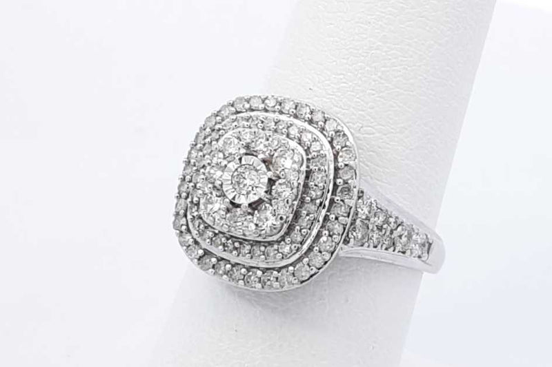 1.48ctw Diamond Ring In 10k White Gold 4.4 Grams Size 7 Eb1025oprdu