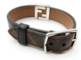 Fendi Ff Brown Coated Canvas Leather Reversible Bracelet Do0925oxzde