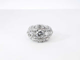 1.33 Cttw Diamond & 14k White Gold Art Deco Style Ring 4.3g Size 6 Fw0826loxzdu