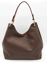 Michael Kors Joan Brown Logo Coated Canvas Shoulder Tote Bag Do0924ixde