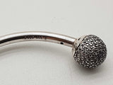 Pandora Moments Open Pave Clear Stone Caps Bangle Bracelet 6.5 In Do0826rde
