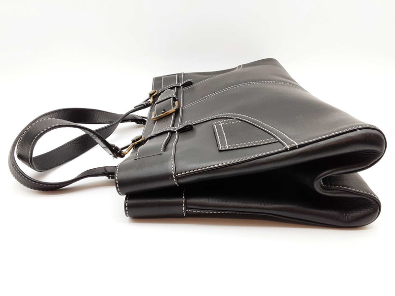 Christian Dior Black Leather Jeans Pocket Shoulder Tote Bag Do0525oxzde