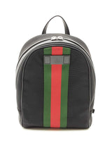 Gucci Sherry Line Web Stripe Backpack In Black Techno Canvas Fw1225rzxdu