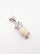 Diamond & Opal Art Deco Style Pendant In 14k White Gold 1.7 Grams Fw0426lxzdu