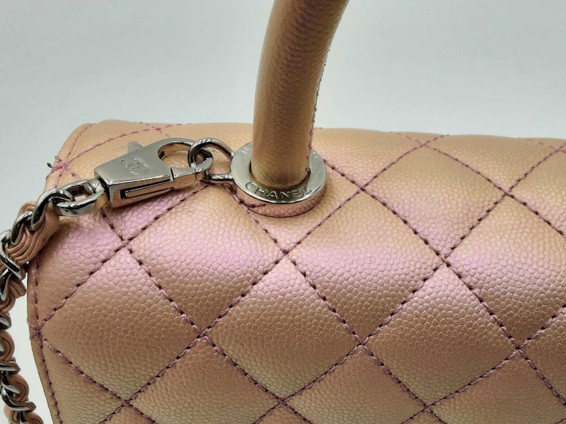 Chanel Quilted Iridescent Caviar Coco Top Handle Bag Eb0924wrxzdu