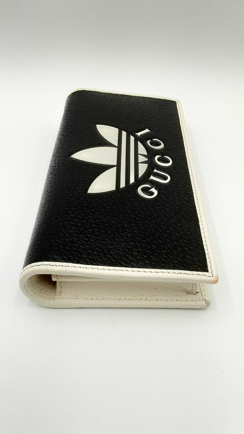 Gucci X Adidas Black & White Leather Wallet On Chain Fw1124wrxdu